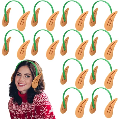 12件装精灵耳朵头带圣诞精灵角色扮演派对配件圣诞精灵 — 第 1/4 张图片