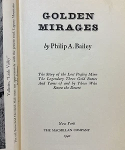 VTG Golden Mirages Philip A Bailey Prospect Gold Mining Old West Hardcover Book - Bild 1 von 10