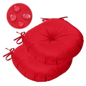 Outdoor Tufted Round Cushions 15 inch, Waterproof Bistro Chair Cushions - Picture 1 of 6