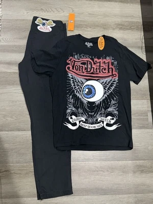 Lote 2 Von Dutch Jeans & Camiseta Hombre Talla 32x32 Jeans Camisa Talla L  Foto 1 de 4