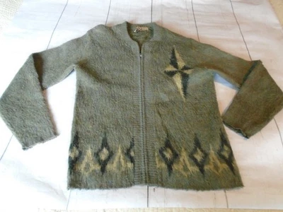 Green Mohair Zip Up Vintage 1960's Men's REVERE Cardigan Sweater Cobain M - Image 1 of 4