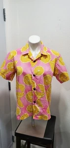 Vintage 90s Paradise On A Hanger Hawaiian Pink Shirt Lemons XL Made In USA - Picture 1 of 7
