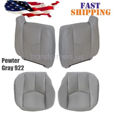 Driver & Passenger Leather Seat Cover Pewter Gray 922 For 03-07 Chevy Silverado Foto 1 de 4