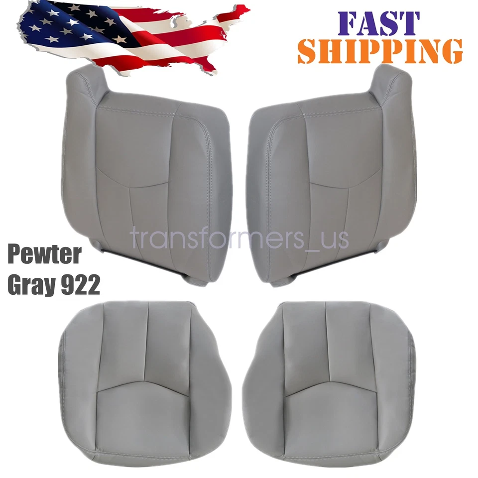 Driver & Passenger Leather Seat Cover Pewter Gray 922 For 03-07 Chevy Silverado Foto 1 de 4