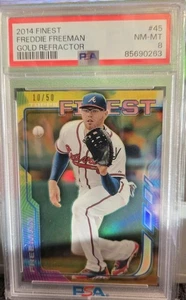 2014 TOPPS FINEST FREDDIE FREEMAN Braves SSP Gold Refractor /50 PSA 8 - Picture 1 of 2