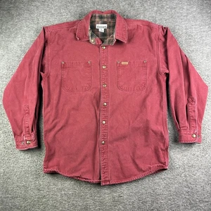 Carhartt Jacket Mens Medium Red Flannel Lined Shirt Jac Snap Front Workwear S960 - Picture 1 of 16