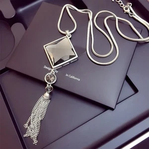 Crystal Tassel Sweater Chain Man Woman Delicate Women Fashion Long Necklace - Picture 1 of 11