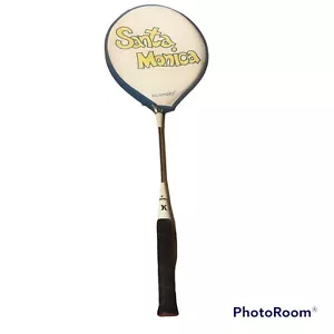 KAWASAKI Vintage Badminton Racket Wood Frame Strung Hard Shot 210 W/ Case Cover - Picture 1 of 7