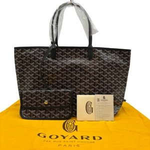 Authentic GOYARD Saint Louis PM Tote Bag Black PVC #36636299 - Picture 1 of 13