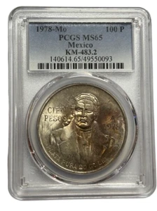 PCGS 1978 MO MS65 Mexico 100 P KM-483.2 (Regular Strike) Silver Toned 140614 - Picture 1 of 2