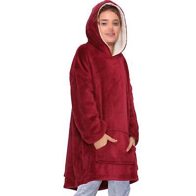 Unisex Men Ladies Oversized Hoodie Red Snuggle Blanket Super Soft Warm Fleece • 22.23€