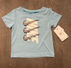 T-shirt Nike Dri-Fit logo Swoosh 24M 24 mois bleu clair haut bébé garçons neuf avec étiquettes neuf