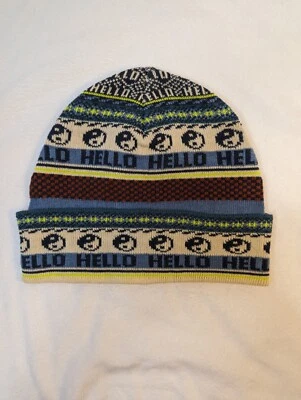 Urban Outfitters Hello Ying & Yang светло-синий многоцветный вязаный рулон Beanie новый с Ярлыками - Изображение 1 из 4