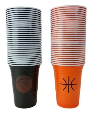 Zhehao 60 paquetes tazas de plástico de baloncesto a granel 16 oz tazas desechables Foto 1 de 4