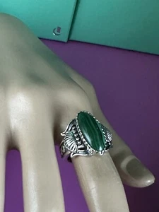 NUOVO anello American West by Carolyn Pollack verde sterling malachite taglia 7 - Foto 1 di 8