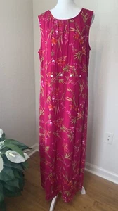 Maxi Vestido Solero Stonebridge Vintage Grande Fucsia Floral Botones Abertura 100% Rayón - Imagen 1 de 13