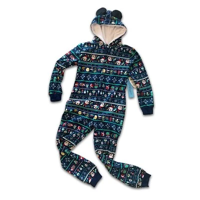 Pijama de una pieza de vacaciones de Mickey Mouse de los parques de Disney capucha orejas de Mickey juvenil talla L Foto 1 de 4