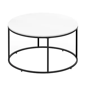 32" Round Center Coffee Table Side End for Living Room White Tabletop Modern - Picture 1 of 10