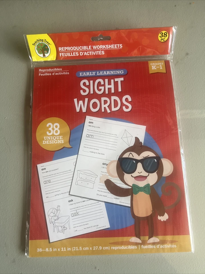 38 PC Teaching Tree Reproducible Worksheets Sight Words New Grades K-1 A11 - Image 1 of 2