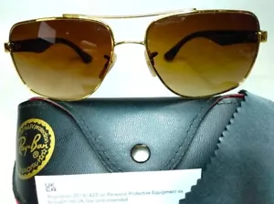 RAY-BAN RB3483 SUNGLASSES - TORTOISE / ARISTA GOLD / GRADIENT BROWN & EXTRAS - Picture 1 of 7