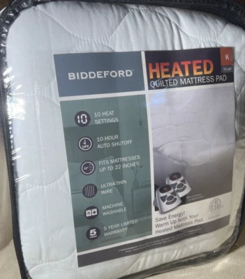 NWT New Biddeford Quilted Electric Heated Mattress Pad KING Model UBC-K - Image 1 of 4