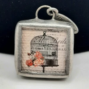 Jewel Kade Birdcage & Lettera B Ciondolo Iniziale Vetro Piombato Reversibile - Foto 1 di 4