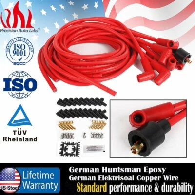 8mm Universal Silicone Spark Plug Wire Set Male / HEI 90 Degree Boot For V8 8Cyl — 第 1/4 张图片