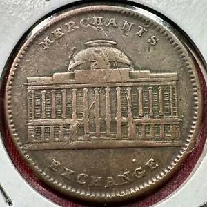 Ficha de intercambio de comerciantes de tiempos difíciles de 1837 - No.6 Tontine Bldg Wall St - hallazgo raro - Imagen 1 de 2
