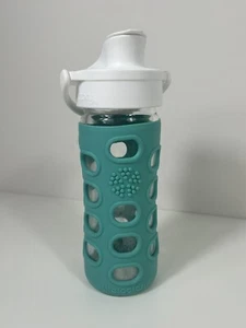 Lifefactory 12-Ounce Active Flip Cap Glass Water Bottle, Teal, Silicone - Picture 1 of 4
