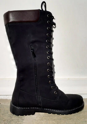 stivali alti bikers militari donna cerniera zip anfibi lacci tacco basso - Immagine 1 di 2