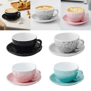 Latte Art Mug with Saucer Ceramic Coffee Cup for Cappuccino Latte Coffee - Picture 1 of 28