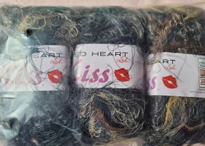3 Skeins (83 yds ea) Red Heart Kiss Yarn - Color: Smoke, black/brown blend - Picture 1 of 3