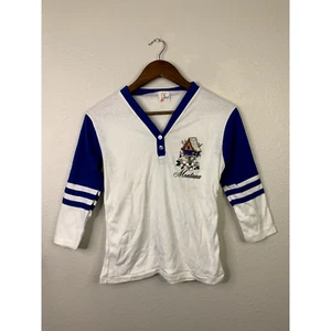 90s Vintage Le Riche M Montana Birdhouse Graphic Quarter Sleeve Shirt - Picture 1 of 9