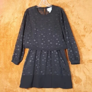 CYNTHIA STEFFE Dress Womens Size 4 Black Sheer Polka Dot Blouson Tank 2 Piece - Picture 1 of 8