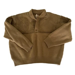 Vintage Men's 80s Filson Wool Tin Cloth Pullover Tan Henley MEDIUM Made in USA - Picture 1 of 7