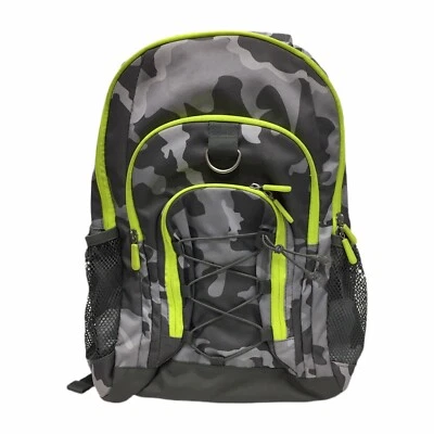 Mochila Escolar Multi Bolsillo Gris Campamento con Cremalleras Amarillas Neón Libros Suministros Foto 1 de 4