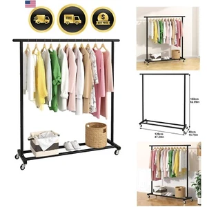 Clothing Rack Metal Garment Rack Freestanding Shoe Storage Organizer - Picture 1 of 9