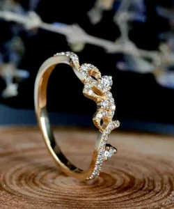 1Ct Round Cut Lab Created Diamond Women's Engagement Ring 14K Yellow Gold Plated - Picture 1 of 8