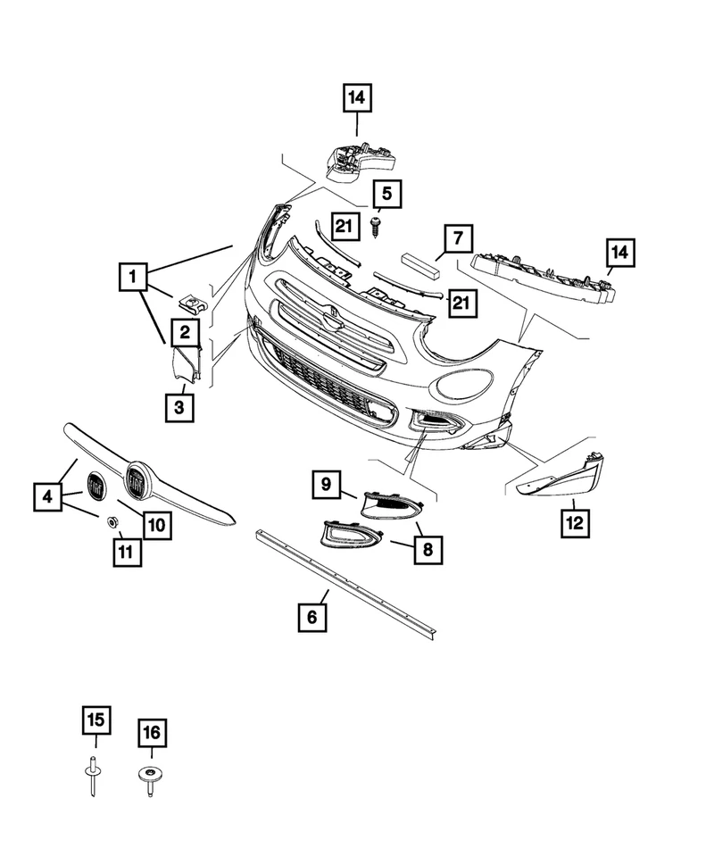 Genuine Mopar 2016-2018 Fiat 500X Front Bumper Tow Hook Cover 6AN92TZZAA - Image 1 of 1