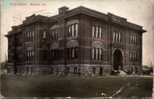 Postal de la escuela secundaria Marion, Indiana en c1908 - Imagen 1 de 2