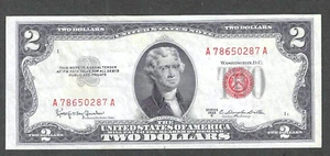 1953-C 2 $ ROTES SIEGEL GESETZLICHES ZAHLUNGSMITTELSCHEIN ~ GEM KNACKIG BANKFRISCH - Bild 1 von 2