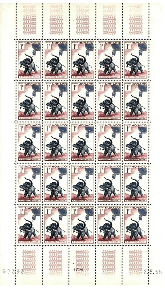 Марки Монако Скотт 340 как новые без наклеек и следов пять недель на воздушном шаре - Изображение 1 из 1