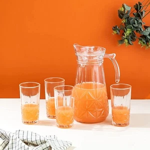 Juego de 6 vasos de agua y jugo 300 ml y 1 jarra de jugo 1 litro - Imagen 1 de 7