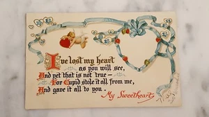 Antique I've Lost My Heart Valentines Postcard Printed Bavaria - Picture 1 of 4
