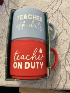 Teacher on Duty Coffee Mug Teacher off Duty Set of 2 New Sealed 16 Oz Mugs - Picture 1 of 5