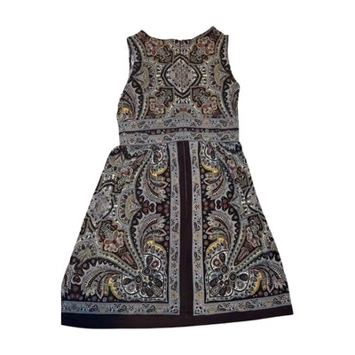 Vestido para mujer Perceptions marrón beige estampado cachemira sin mangas cuello en V talla 10 Foto 1 de 4