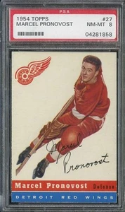1954-55 TOPPS #27 MARCEL PRONOVOST PSA 8 RED WINGS HOF - Picture 1 of 2