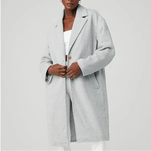 ALO Yoga VIP Blazer Trench Coat Jacket Athletic Heather Grey size Medium - Picture 1 of 11