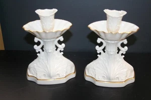 Set of 2 Lenox 6" Candle Holders Aquarius Collection Embellished w/24k Gold Mint - Picture 1 of 4
