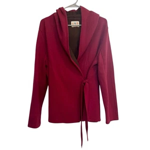 Title Nine Wool Blend Cardigan Burgundy Hooded Size XL Soft Wrap Soft - Picture 1 of 5
